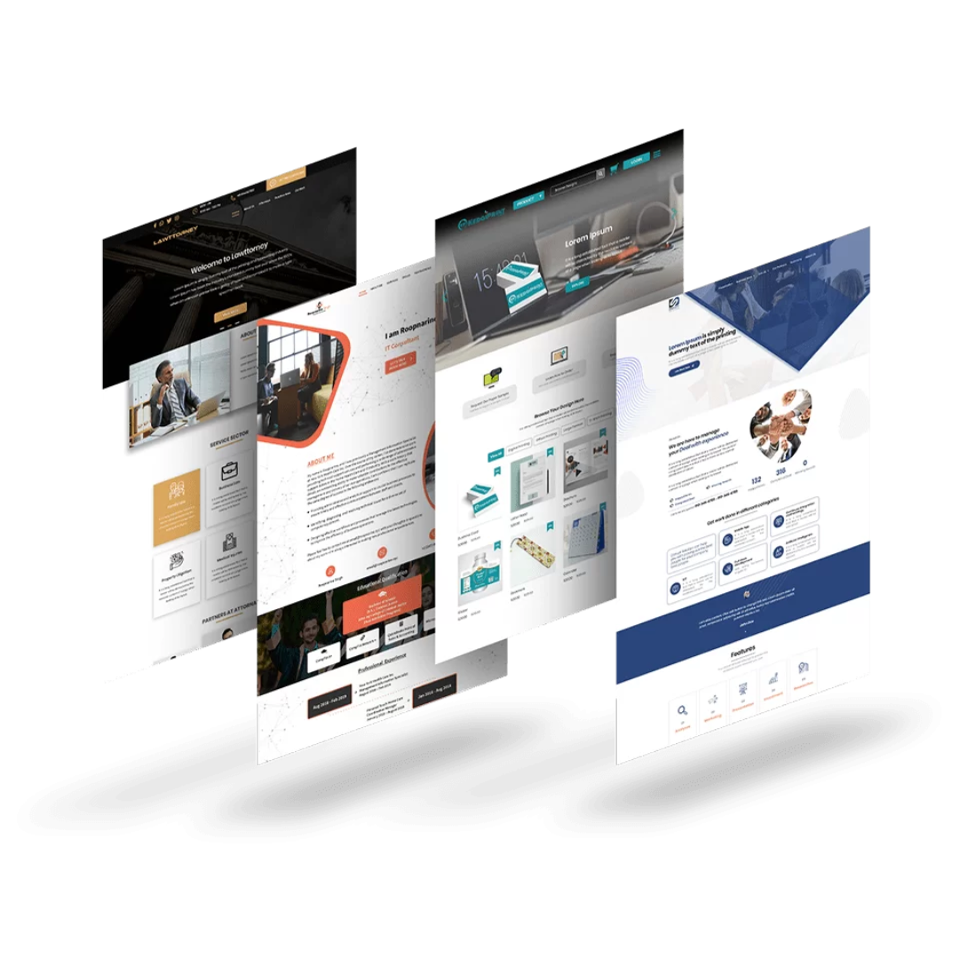 Different website landing page designs Different website landing page designs